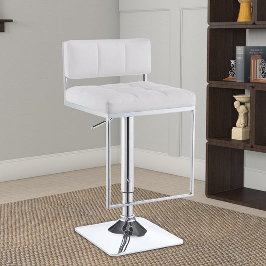 Adjustable Modern Metal Bar Stool, White & Silver By Coaster