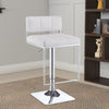 Adjustable Modern Metal Bar Stool, White & Silver By Coaster