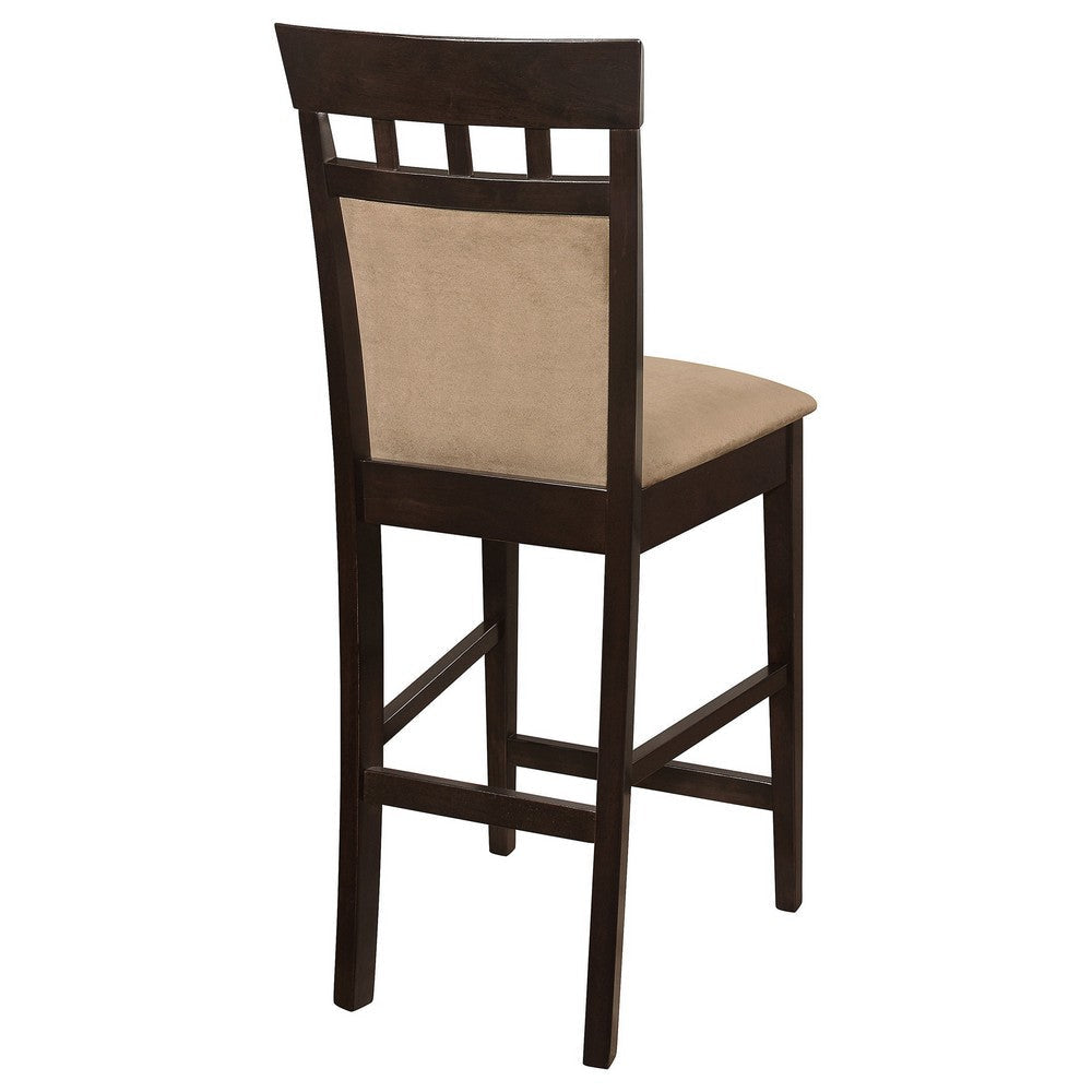 Upholstered Panel Back Counter Height Stool with Fabric Seat Brown & Beige Set of 2 CCA-100219