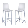 Elegant Acrylic Bar Height Stool with Chrome Base, Clear And Silver, Set of 2