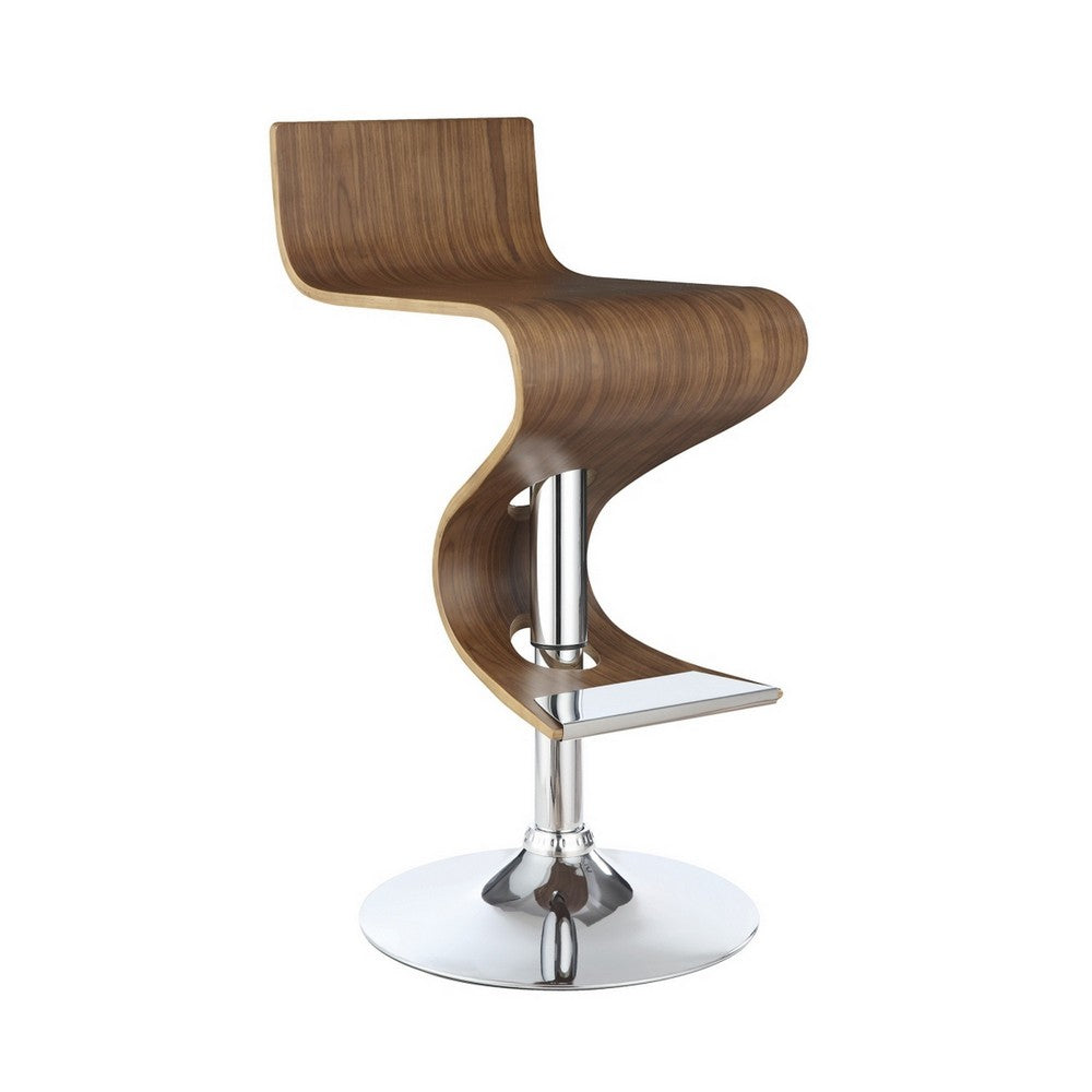 Modern Adjustable Bar Stool With Chrome Base Brown And Silver By Coaster CCA-100396