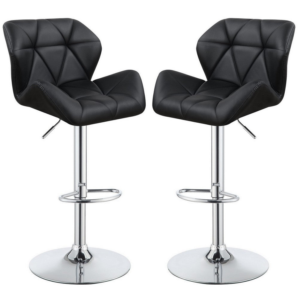 Adjustable Diamond Bar Stool with Chrome Base Black,Set of 2 CCA-100425