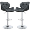 Elegant Adjustable Diamond Bar Stool With Chrome Base, Gray ,Set Of 2