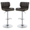 Modern Adjustable Swivel Metal Bar Stool Brown And Silver,Set of 2 CCA-100544