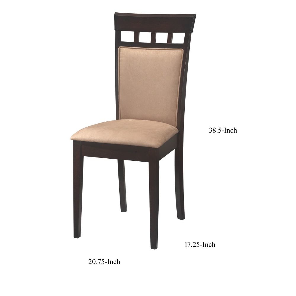 Transitional Brown Wood Frame Dining Chair Beige Fabric Set of 2 By Casagear Home CCA-100773