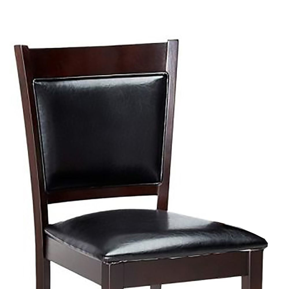 Counter Height Chair Vinyl Padded Seat & Back Espresso Brown Set of 2 CCA-100959