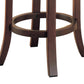 Round Wooden Counter Height Stool with Upholstered Seat Brown Set of 2 CCA-101059