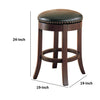 Round Wooden Counter Height Stool with Upholstered Seat Brown Set of 2 CCA-101059