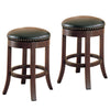 Round Wooden Counter Height Stool with Upholstered Seat Brown Set of 2 CCA-101059