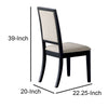 Wooden Dining Side Chair With Cream Upholstered seat And Back Black Set of 2 CCA-101562