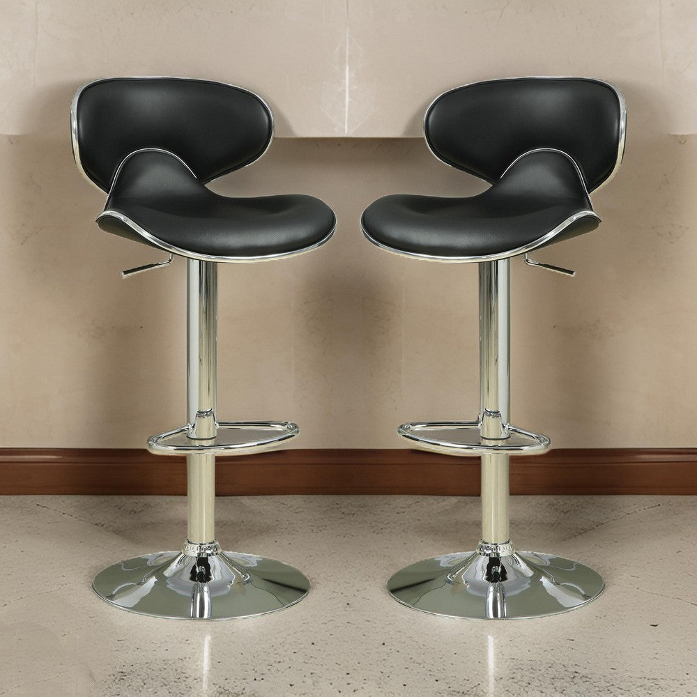 Swivel Adjustable Bar Stool, Black, Set of 2 By Casagear Home