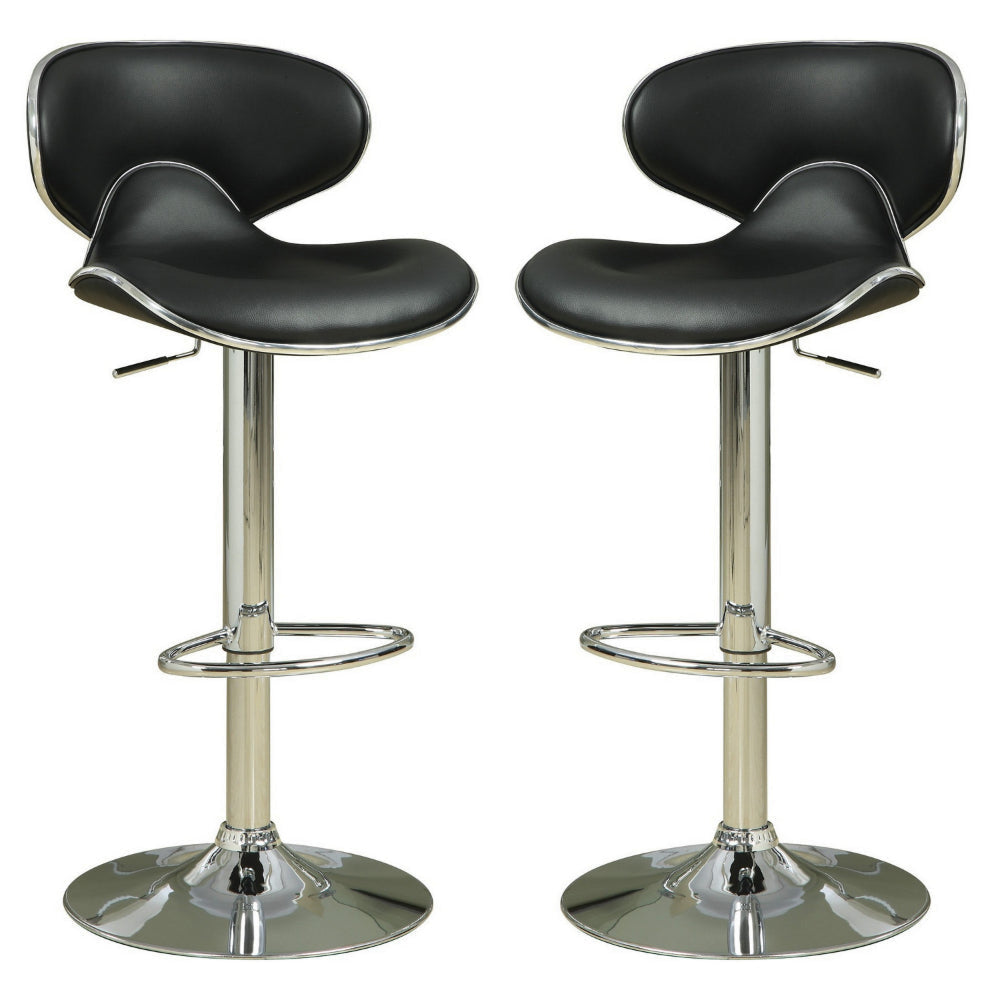 Swivel Adjustable Bar Stool Black Set of 2 By Casagear Home CCA-120359