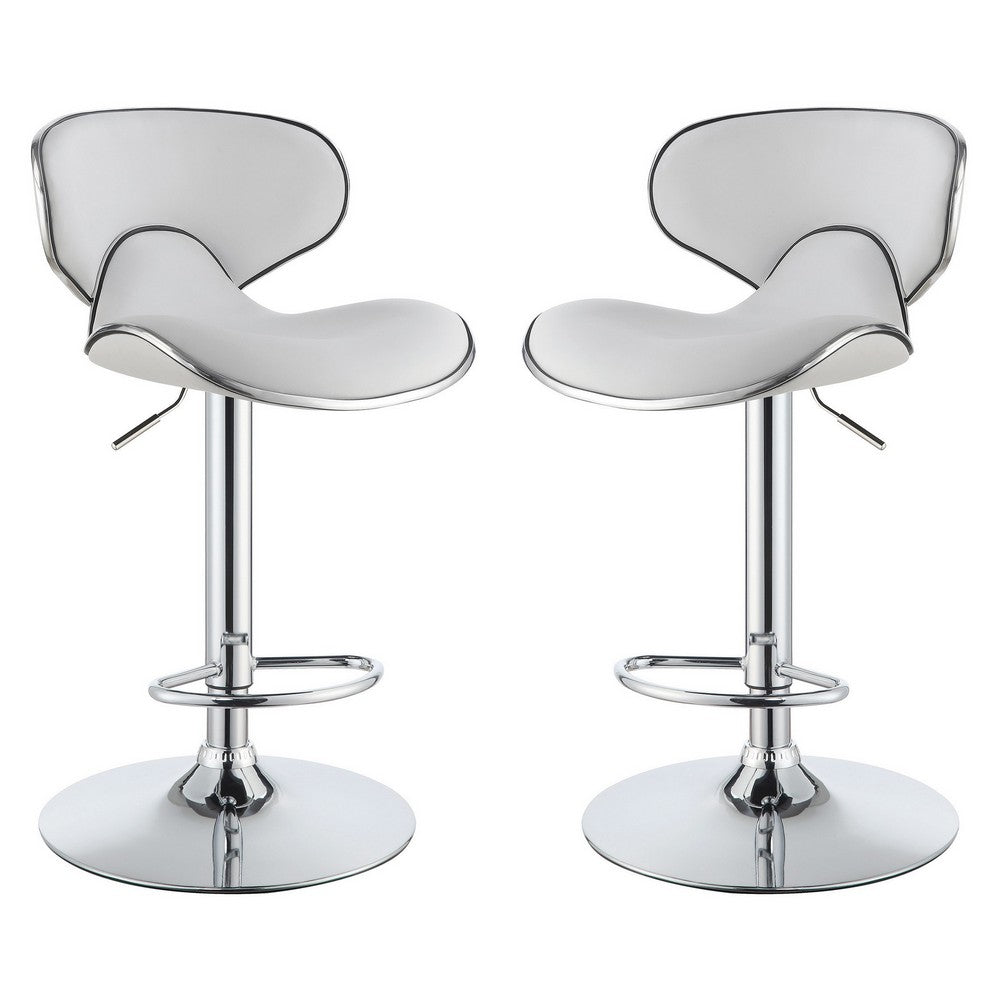 Modern Scooped Swivel Adjustable Bar Stool White,Set of 2 CCA-120389