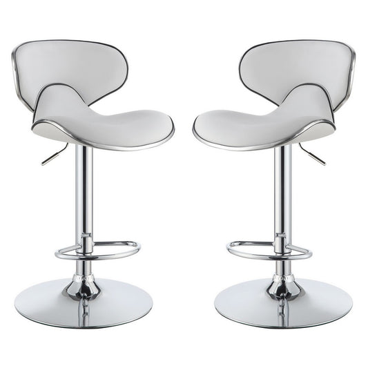 Modern Scooped Swivel Adjustable Bar Stool White,Set of 2 CCA-120389