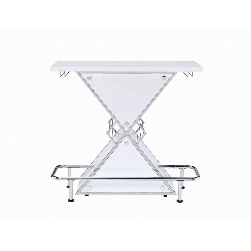 Contemporary Bar Unit with metal frame White CCA-130078