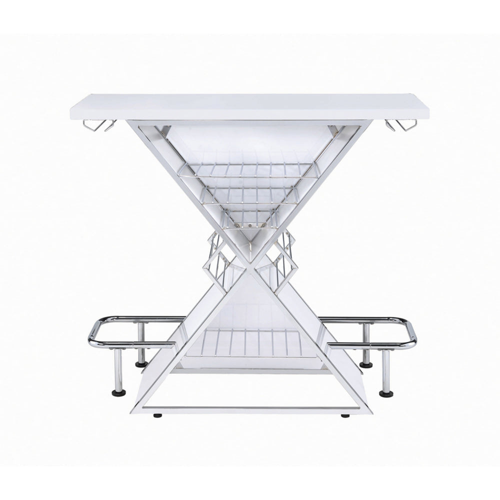 Contemporary Bar Unit with metal frame White CCA-130078