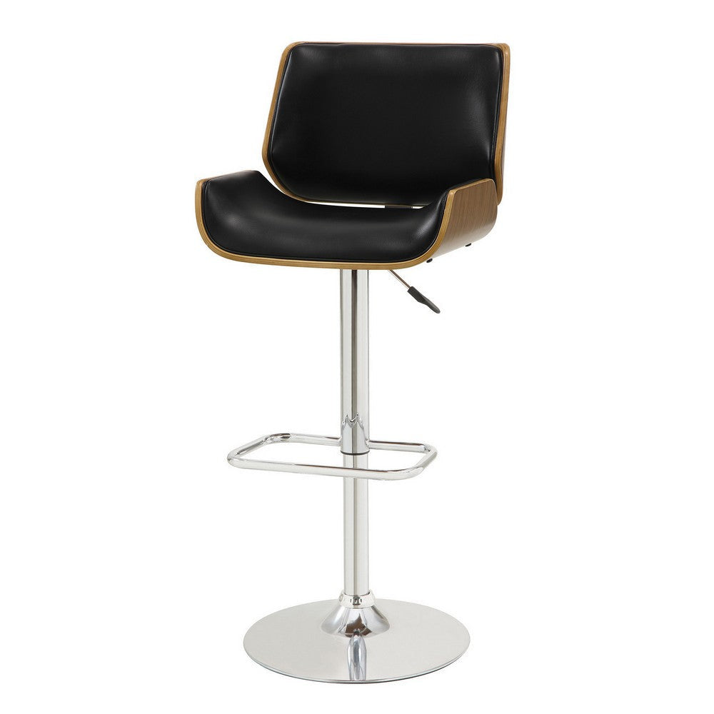 Contemporary Small-Back Adjustable Bar Height Stool Black & Walnut-Coaster CCA-130502