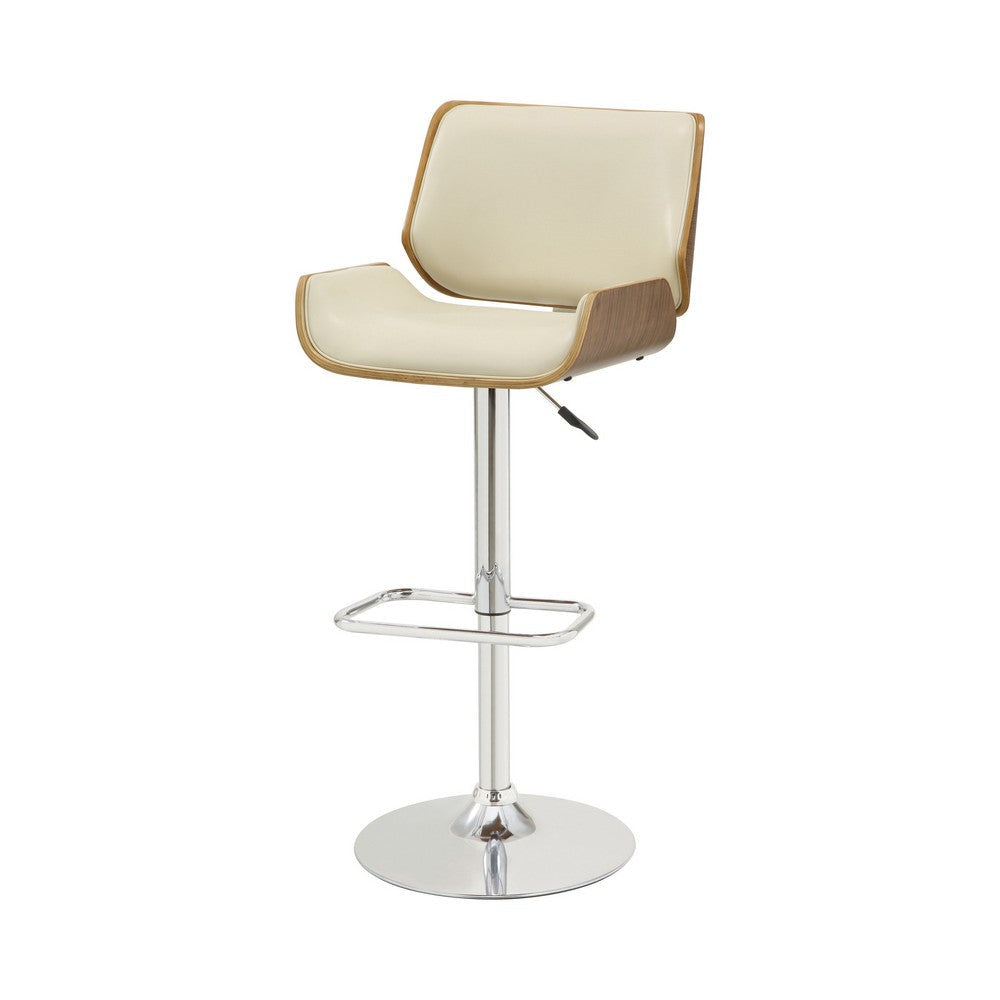 Contemporary Small-Back Adjustable Bar Height Stool Cream & Walnut Brown-Coaster CCA-130503