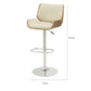 Contemporary Small-Back Adjustable Bar Height Stool, Cream & Walnut Brown-Coaster