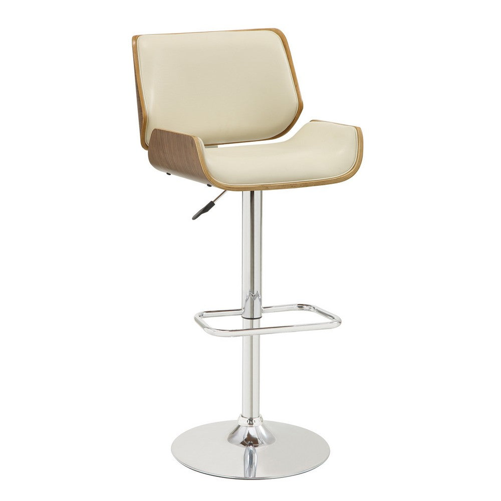 Contemporary Small-Back Adjustable Bar Height Stool Cream & Walnut Brown-Coaster CCA-130503