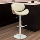 Mid-Century Small-Back Adjustable Bar Height Stool, Cream & Walnut-Coaster