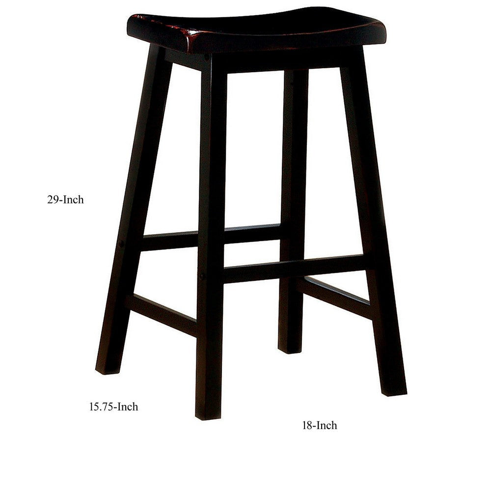 Wooden Casual Bar Height Stool Dark Brown Set of 2 CCA-180029