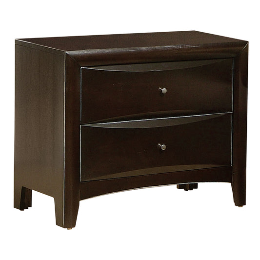 Spacious 2 Drawer Nightstand, Brown