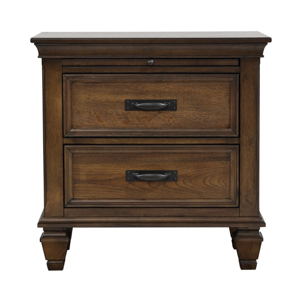 Wooden 2 Drawer Nightstand Burnished Oak Brown-Coaster CCA-200972