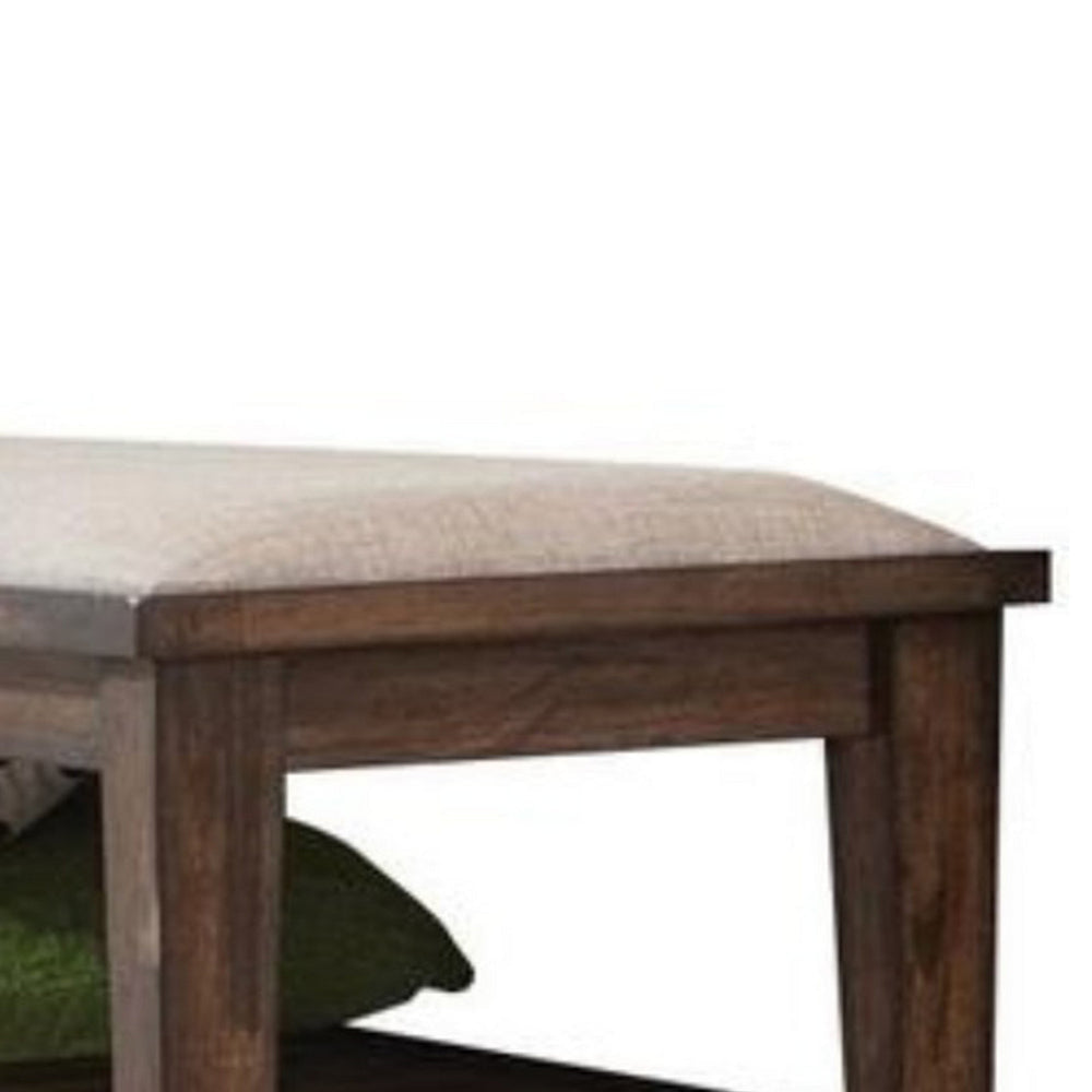 Transitional Style Wooden Bed Bench with Fabric Upholstered Seat Brown CCA-200977