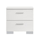 Wooden Nightstand with 2 Drawers and Chrome Metal Legs White CCA-203502