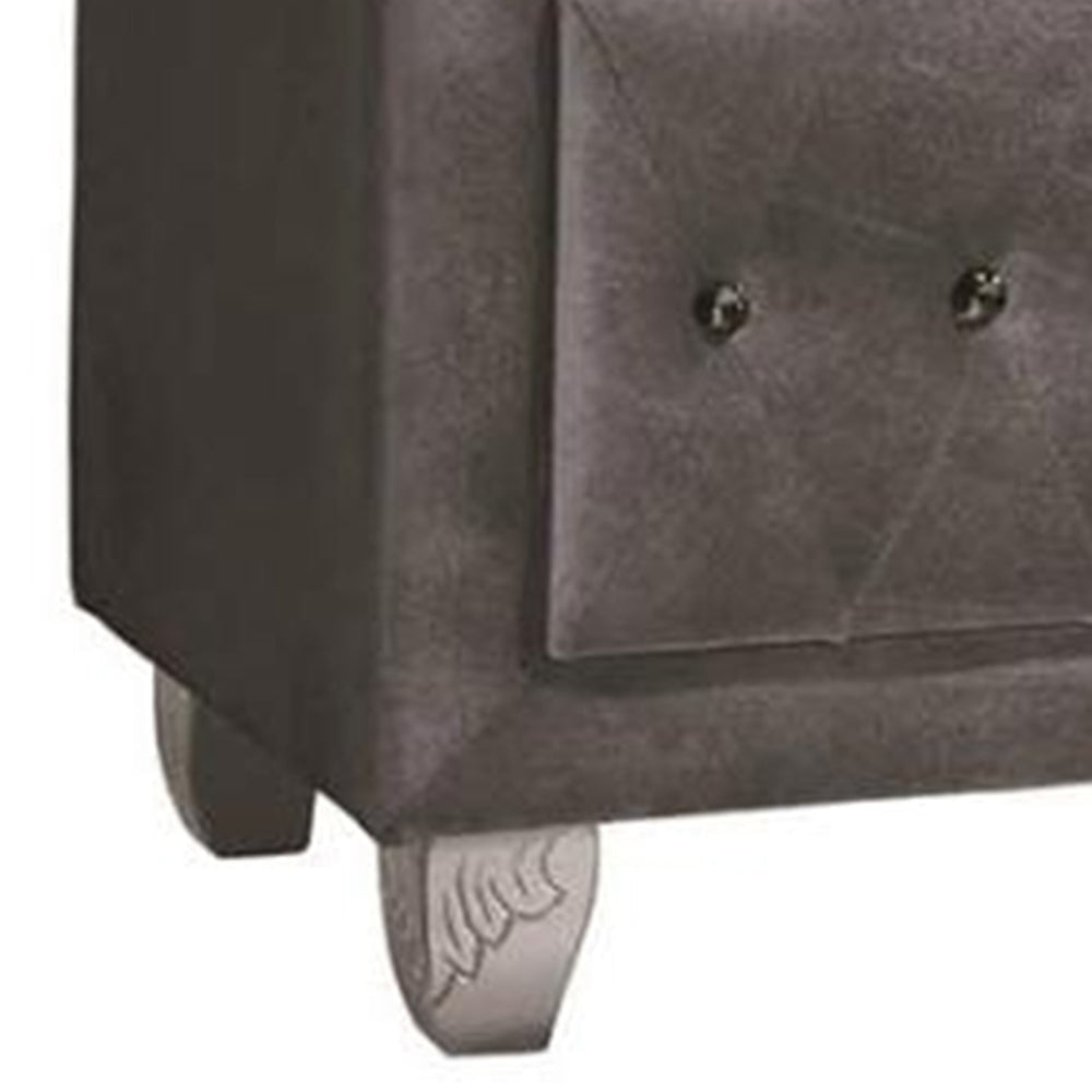 Fabric Upholstered Nightstand with Button-Tufting Gray CCA-205102