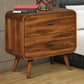 Wooden Nightstand with 2 Drawers Dark Walnut Brown CCA-205132