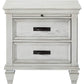 Wooden Nightstand with 2 Drawers & 1 Pull-Out Tray White CCA-205332