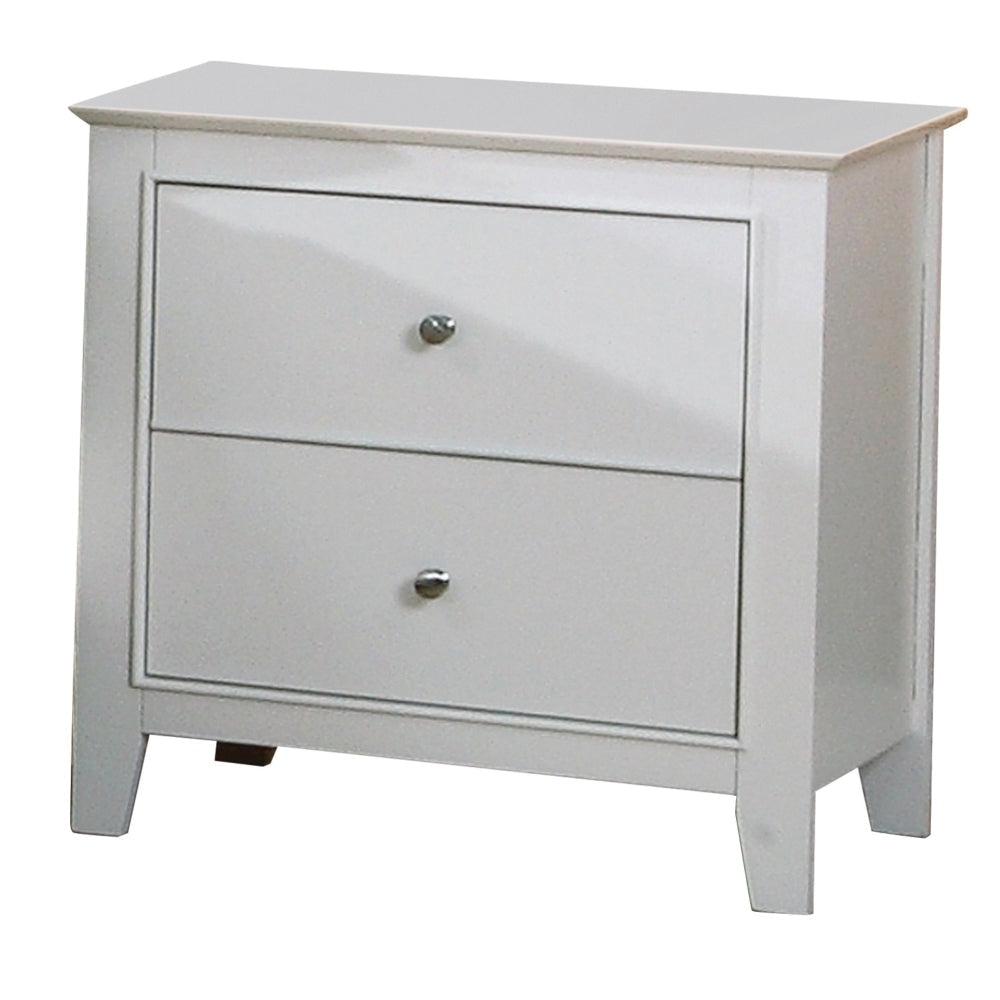 Contemporary Nightstand With 2 Drawers White CCA-400232