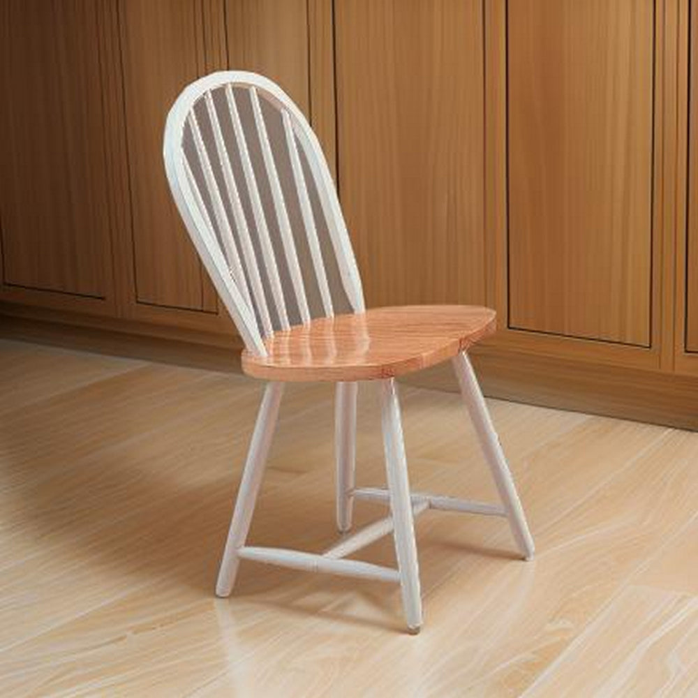 Handsomely Designed Dining Chair, White and Brown Set of 4