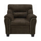 Transitional Chenille Fabric & Wood Chair With Padded Armrests Brown CCA-506573