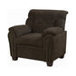 Transitional Chenille Fabric & Wood Chair With Padded Armrests Brown CCA-506573