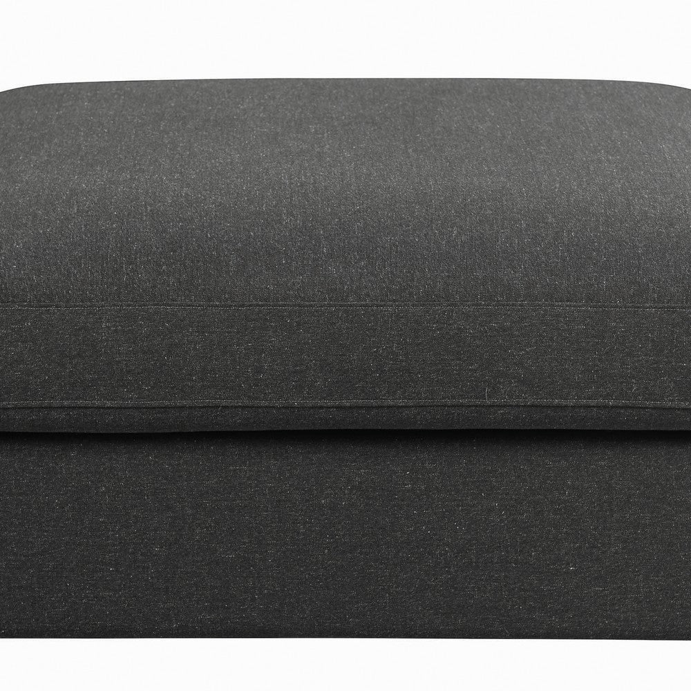 Fabric Upholstered Wooden Ottoman with Loose Cushion Seat and Small Feet Dark Gray - 551326 CCA-551326