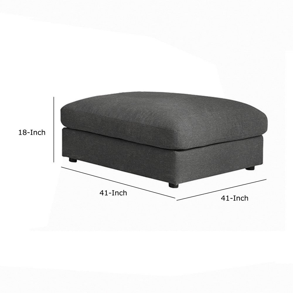 Fabric Upholstered Wooden Ottoman with Loose Cushion Seat and Small Feet Dark Gray - 551326 CCA-551326