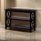 Transitional Wooden Sofa Table With "X" Side Design & Two Shelves, Dark Brown - 5910