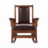 Mission Style Rocking Chair Leather Upholstered Seat & Back Tobacco and Dark Brown CCA-600058