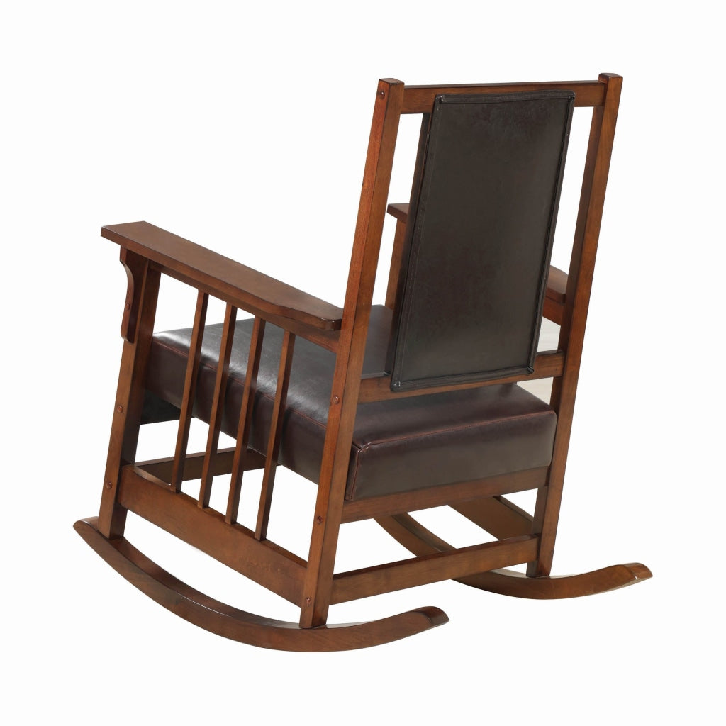 Mission Style Rocking Chair Leather Upholstered Seat & Back Tobacco and Dark Brown CCA-600058