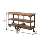 Industrial Style Solid Wooden Sofa Table With Metal Accents & Wheels Brown - 701129 CCA-701129