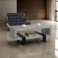 Modern Driftwood Open Shelf Coffee Table, Gray and Brown