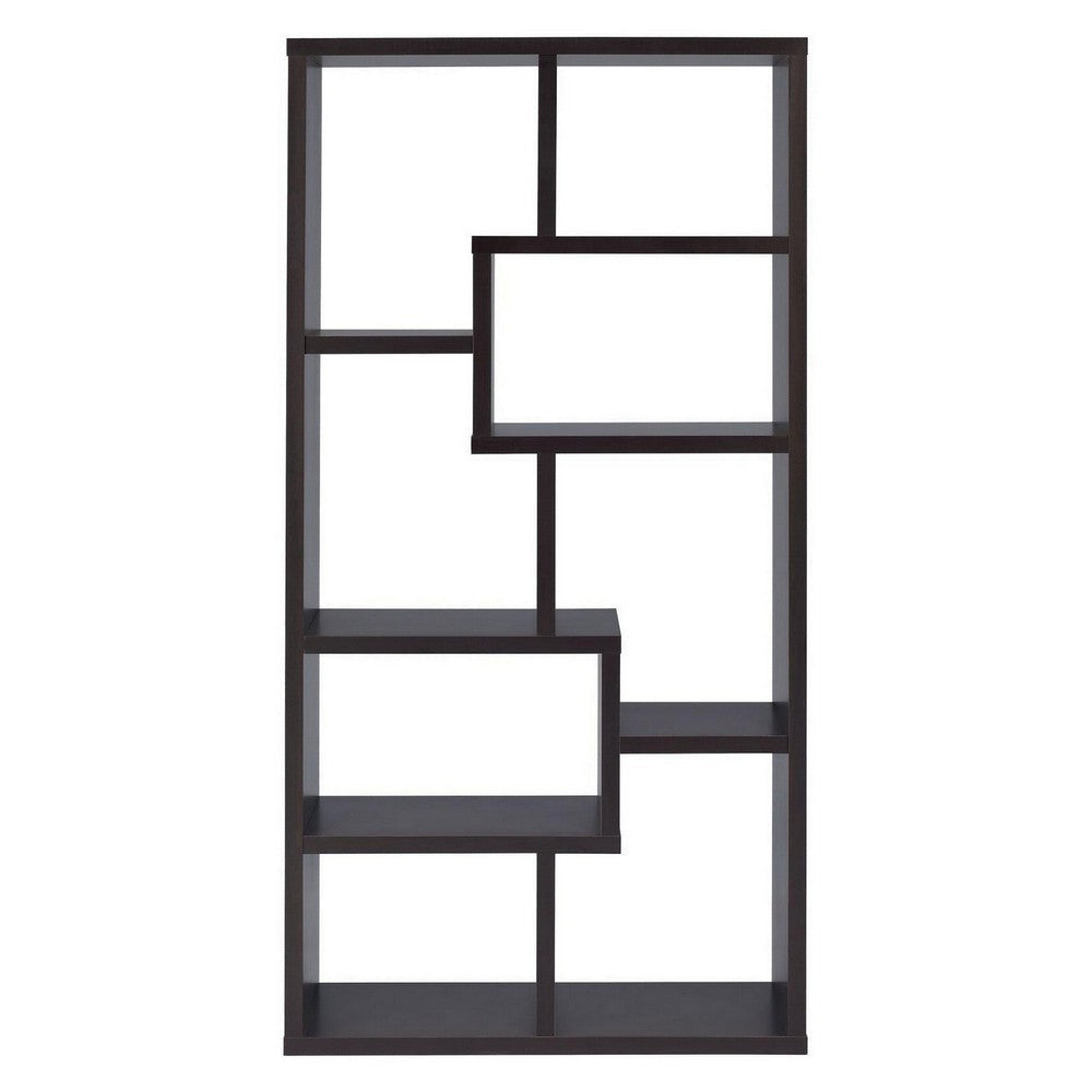 Contemporary Asymmetrical Cube Bookcase Brown CCA-800264