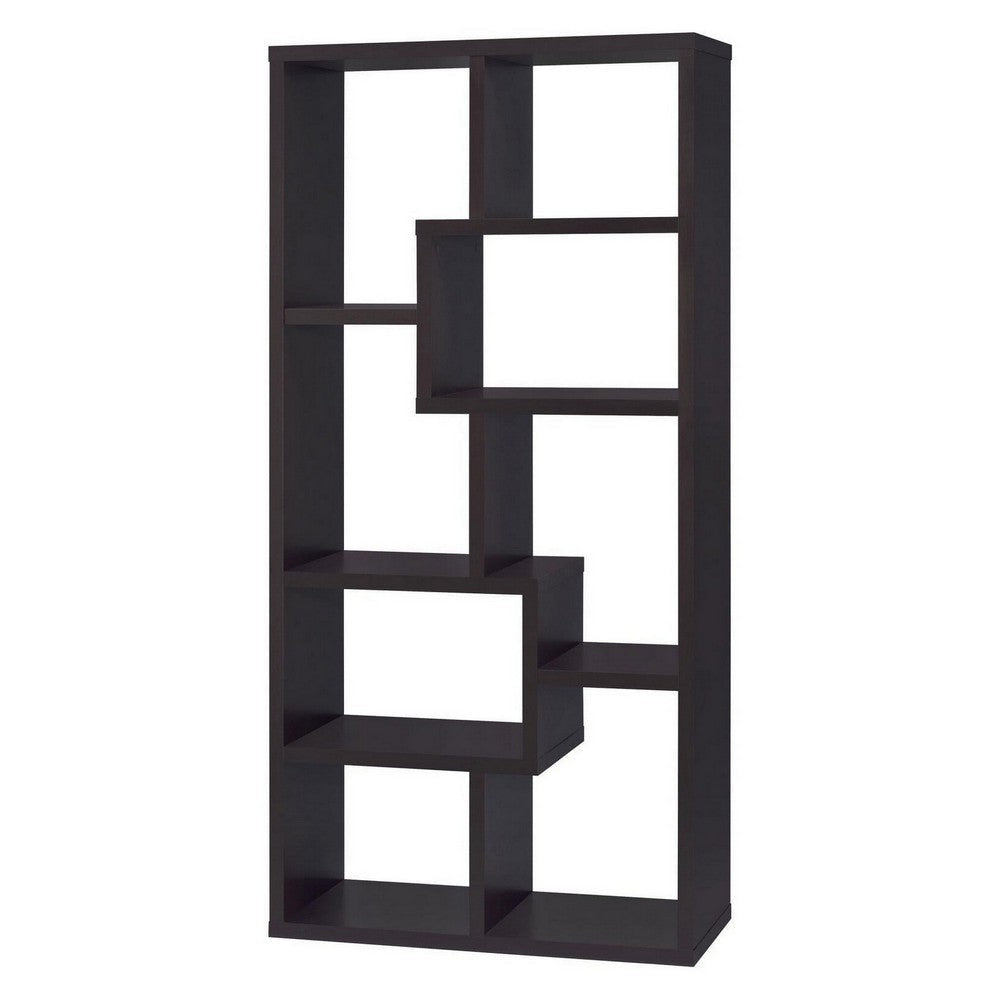 Contemporary Asymmetrical Cube Bookcase Brown CCA-800264