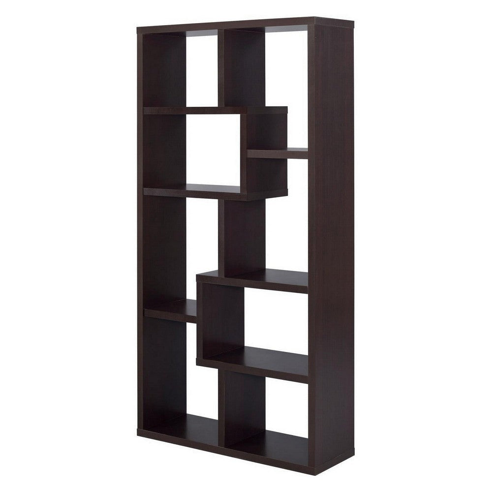 Contemporary Asymmetrical Cube Bookcase Brown CCA-800264