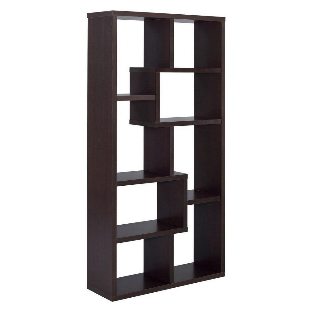 Contemporary Asymmetrical Cube Bookcase Brown CCA-800264