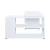 Contemporary L Shaped Office Desk with 3 Drawers and Shelves White CCA-800516