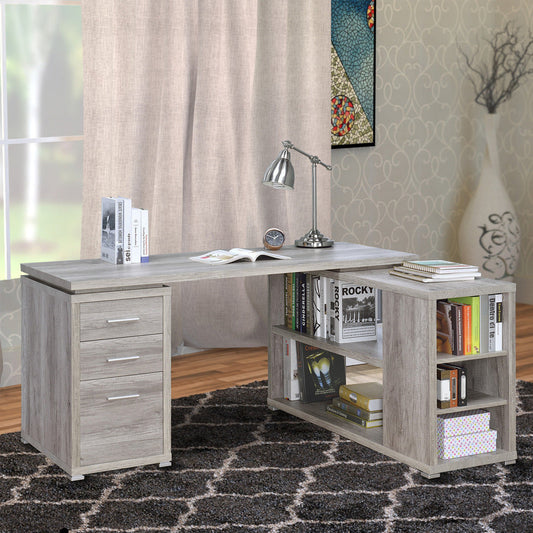 Contemporary Style L-Shaped Office Desk Gray CCA-801516